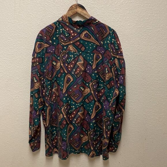 Chiamare Silk Abstract Print Button Down Shirt XL - Picture 5 of 5